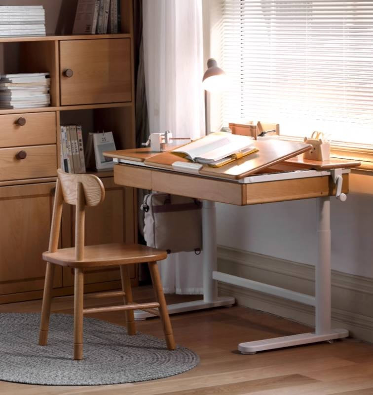 Beech Solid Wood Modern Hand Cranked Children s Writing Desk