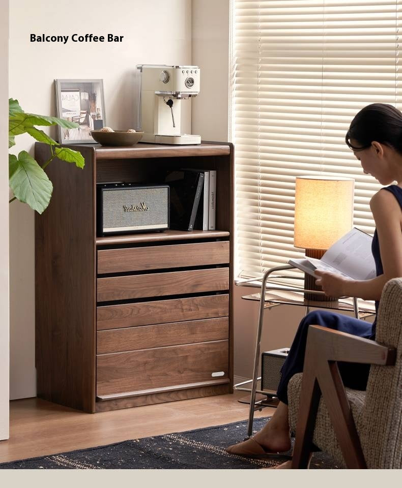 Black Walnut Solid Wood Side Cabinet.