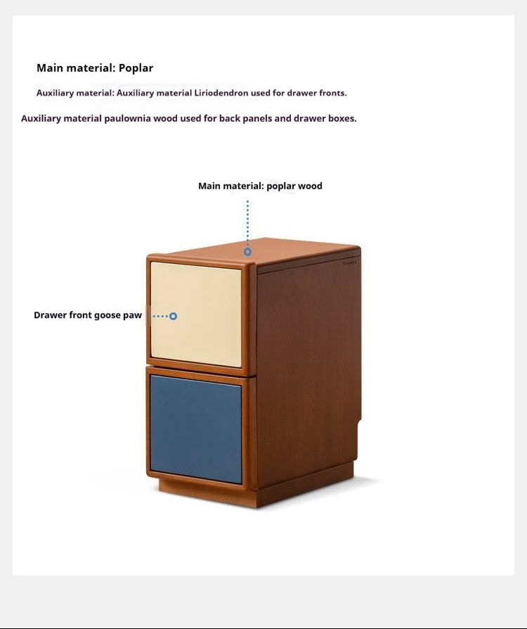 Poplar Solid Wood Nightstand Bauhaus Style