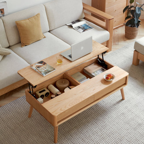 Oak Solid Wood Elevating Coffee Table