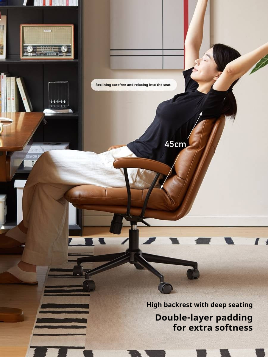Leather Soft Rotating Office Armchair