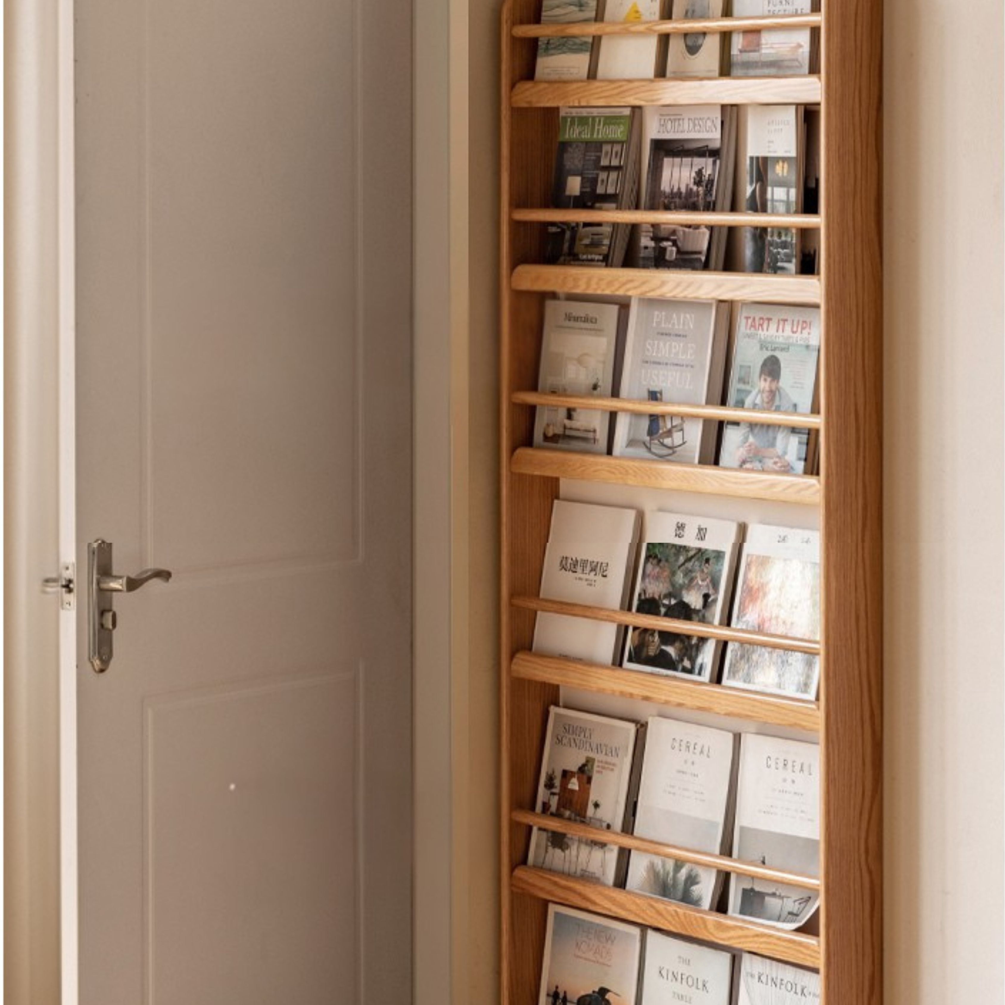 Oak Solid Wood Wall-mounted Ultra-thin Bookshelf