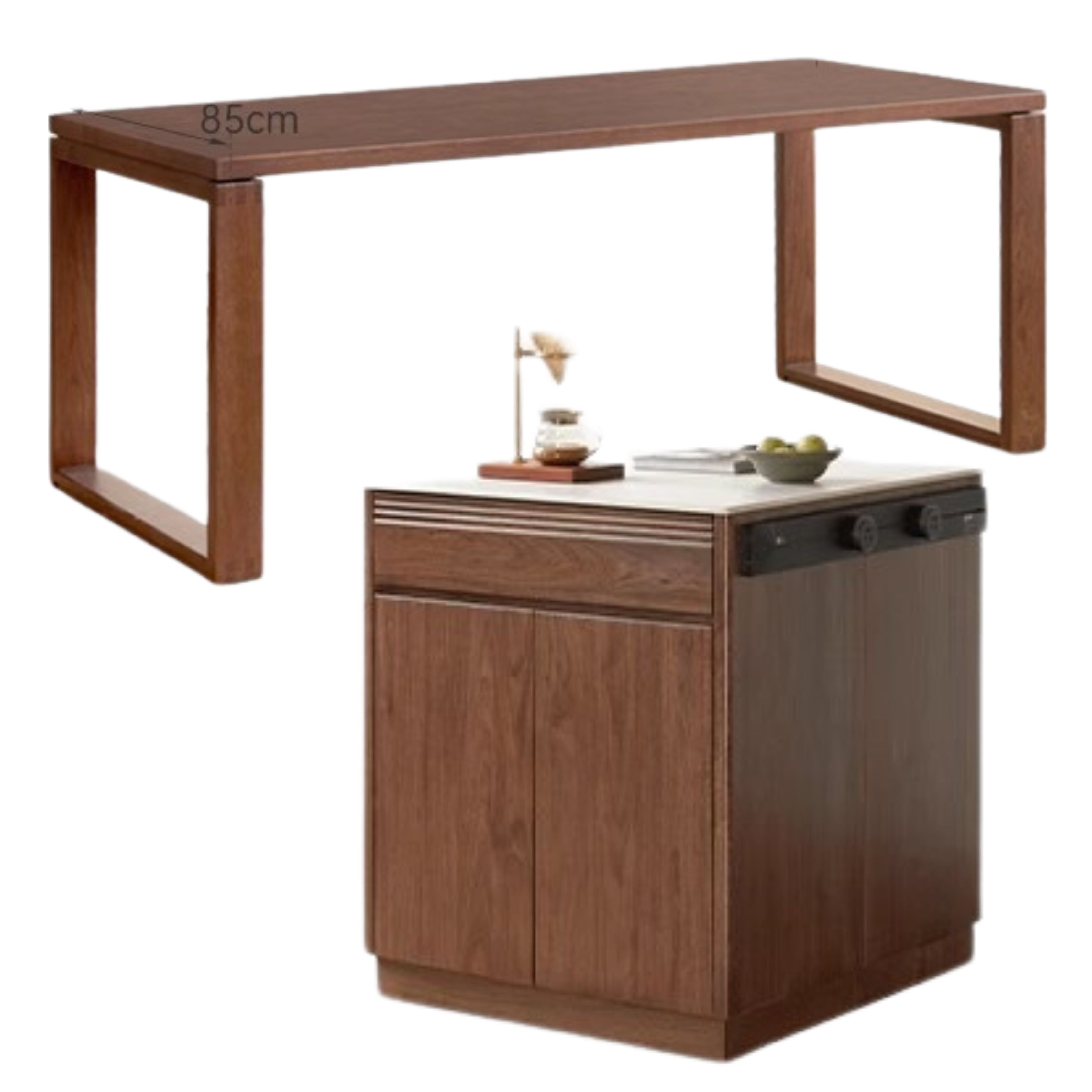 Black Walnut, Oak Solid Wood Island Light Luxury Sideboard