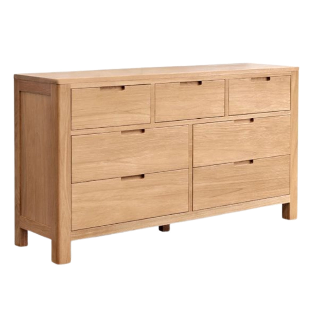 Oak Solid Wood, Solid Rubberwood Seven Drawers Drawer