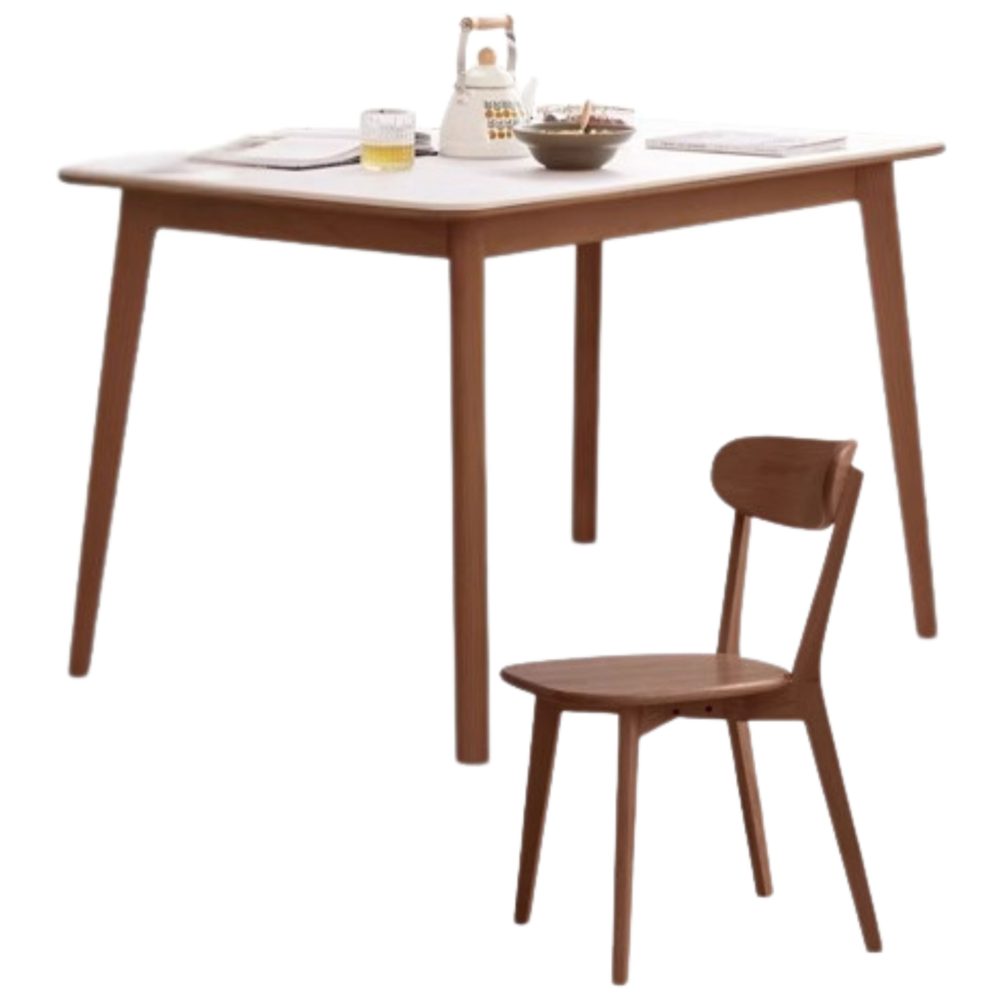 Beech Solid Wood Dining Table With Rock Slab Surface