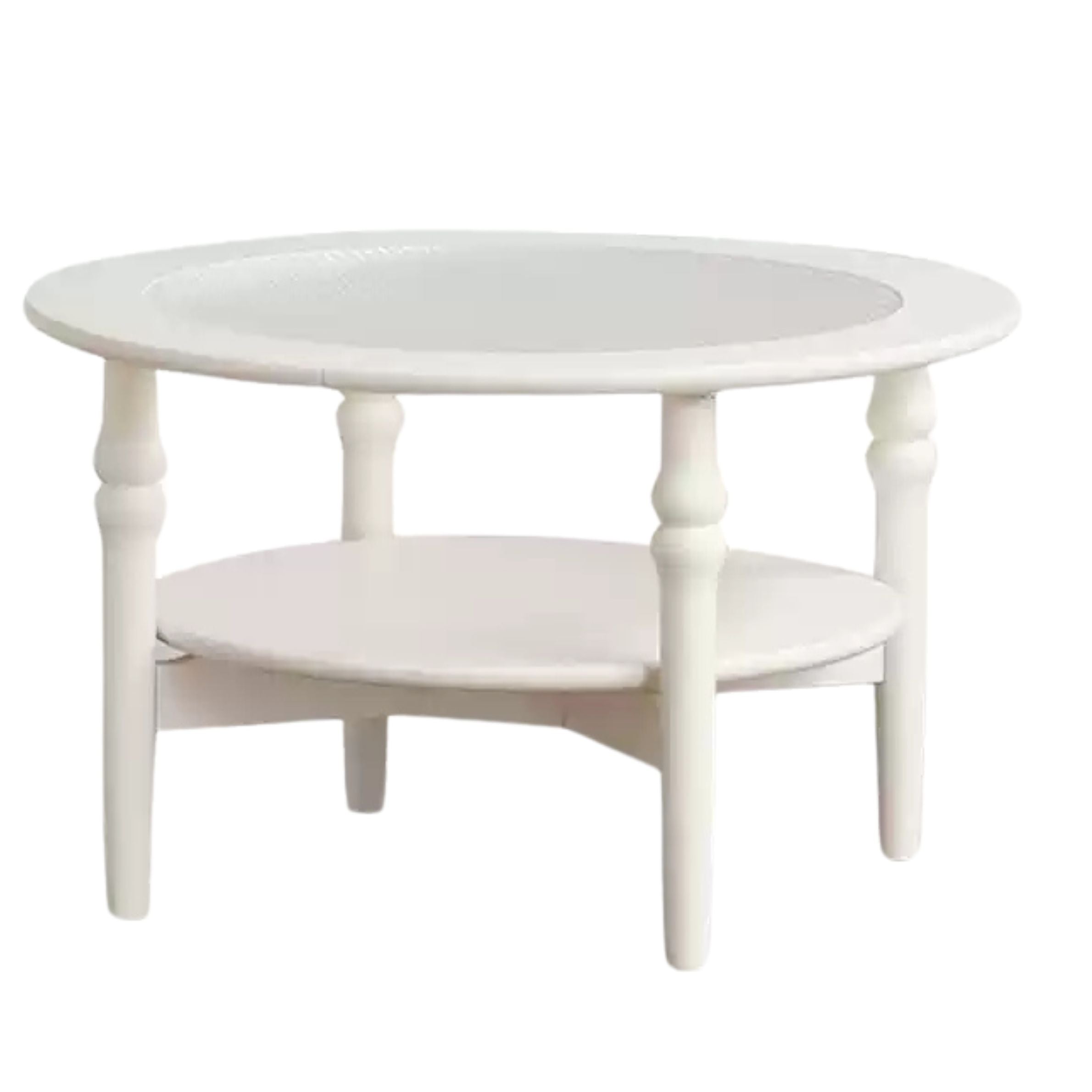 Rubber Solid Wood French Cream Style Glass Coffee Table