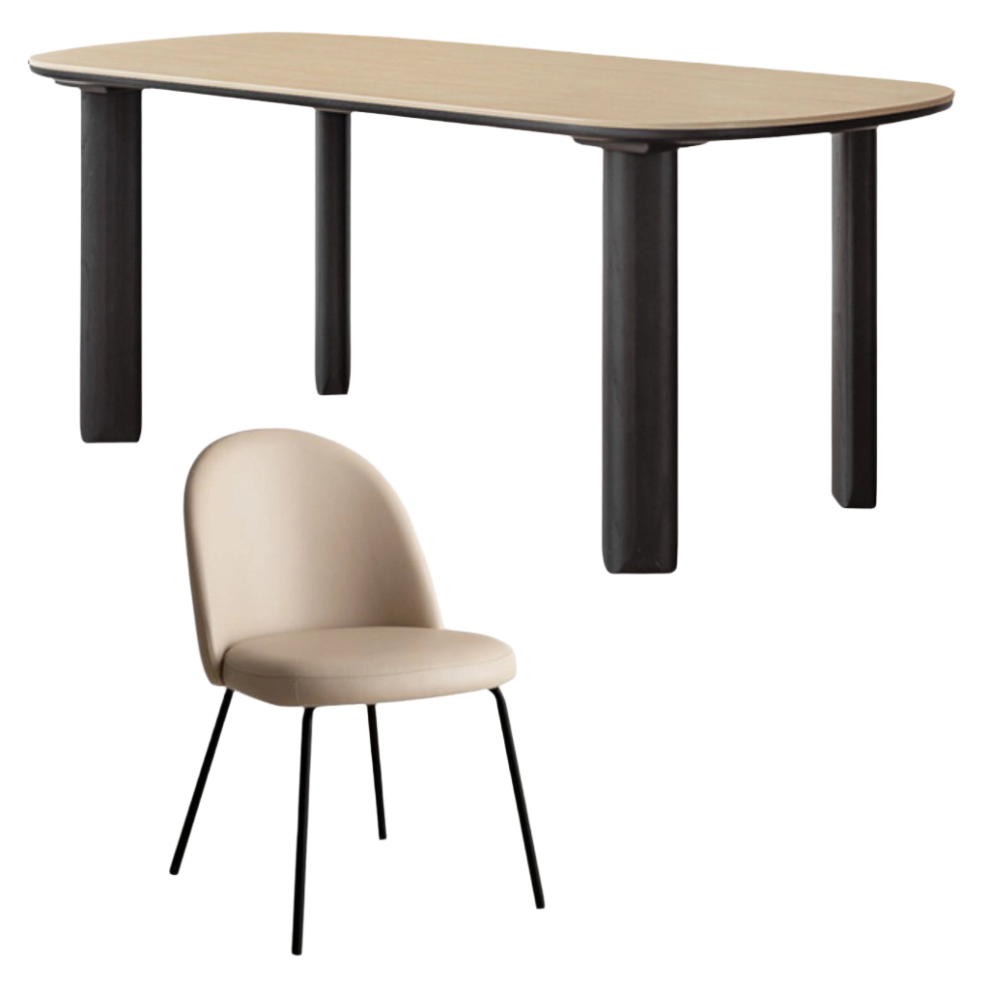 Solid Rubberwood travertine slate Dining Table