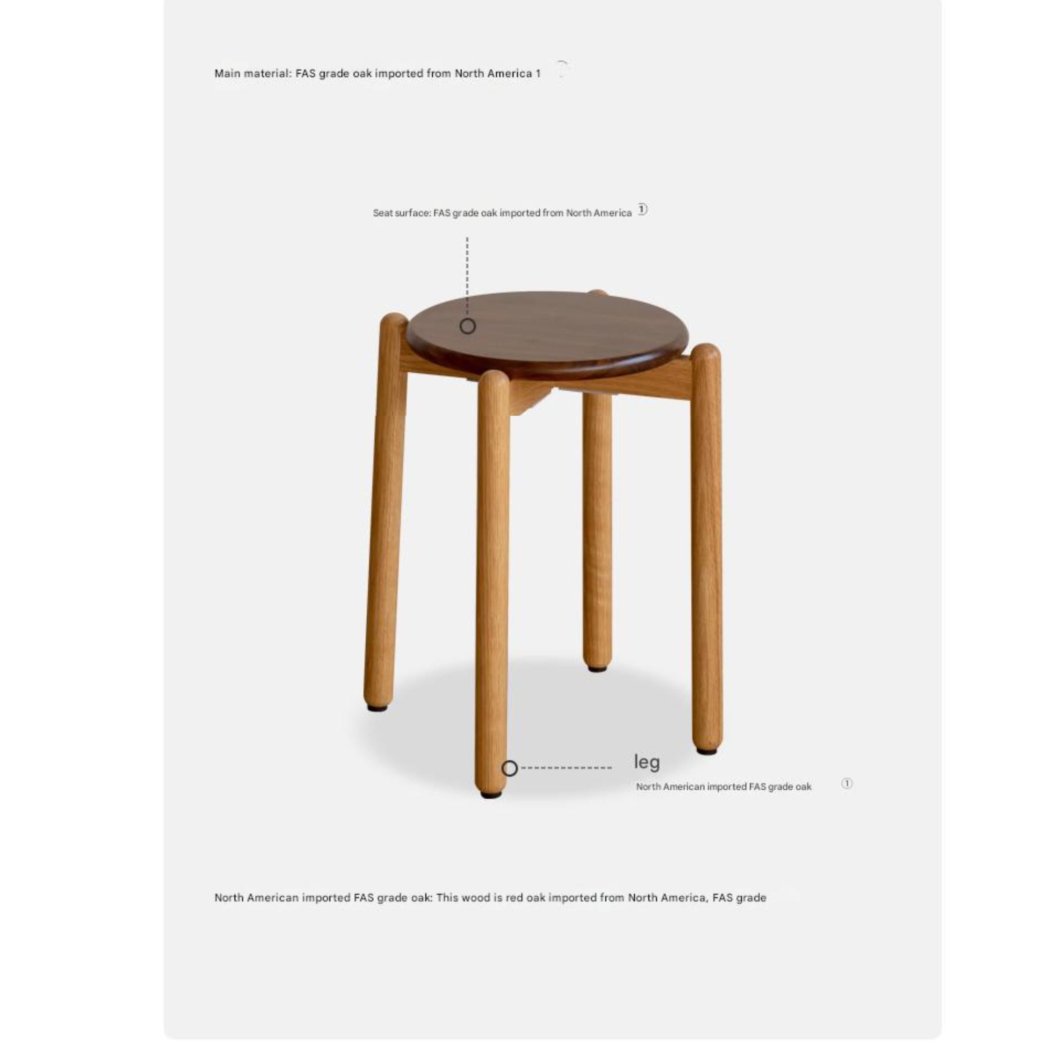 Black Walnut, Ash, Oak, Beech, Cherry Solid Wood, Solid RubberWood Stackable Small Stool