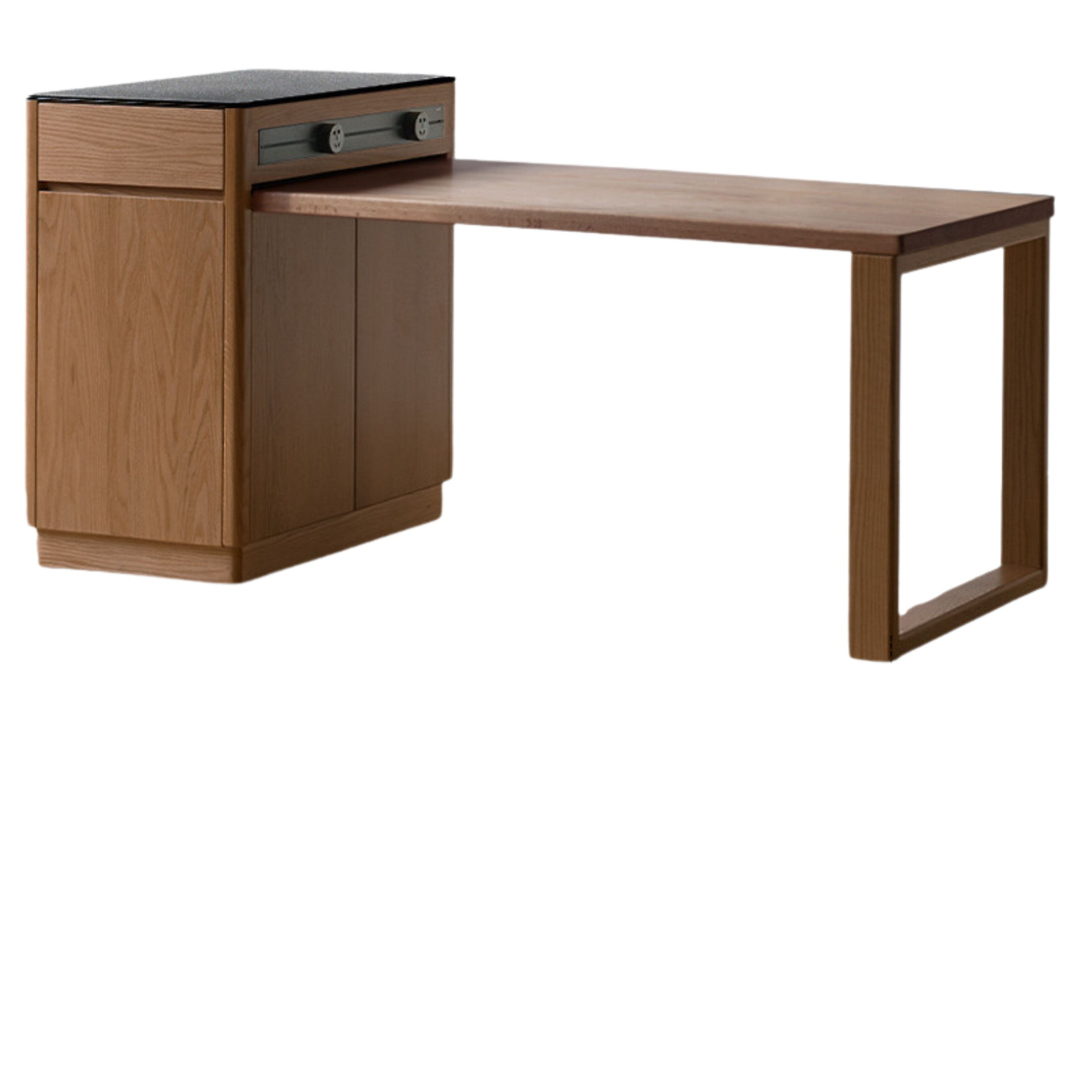 Oak Solid Wood Telescopic Island Rock Plate Dining Table