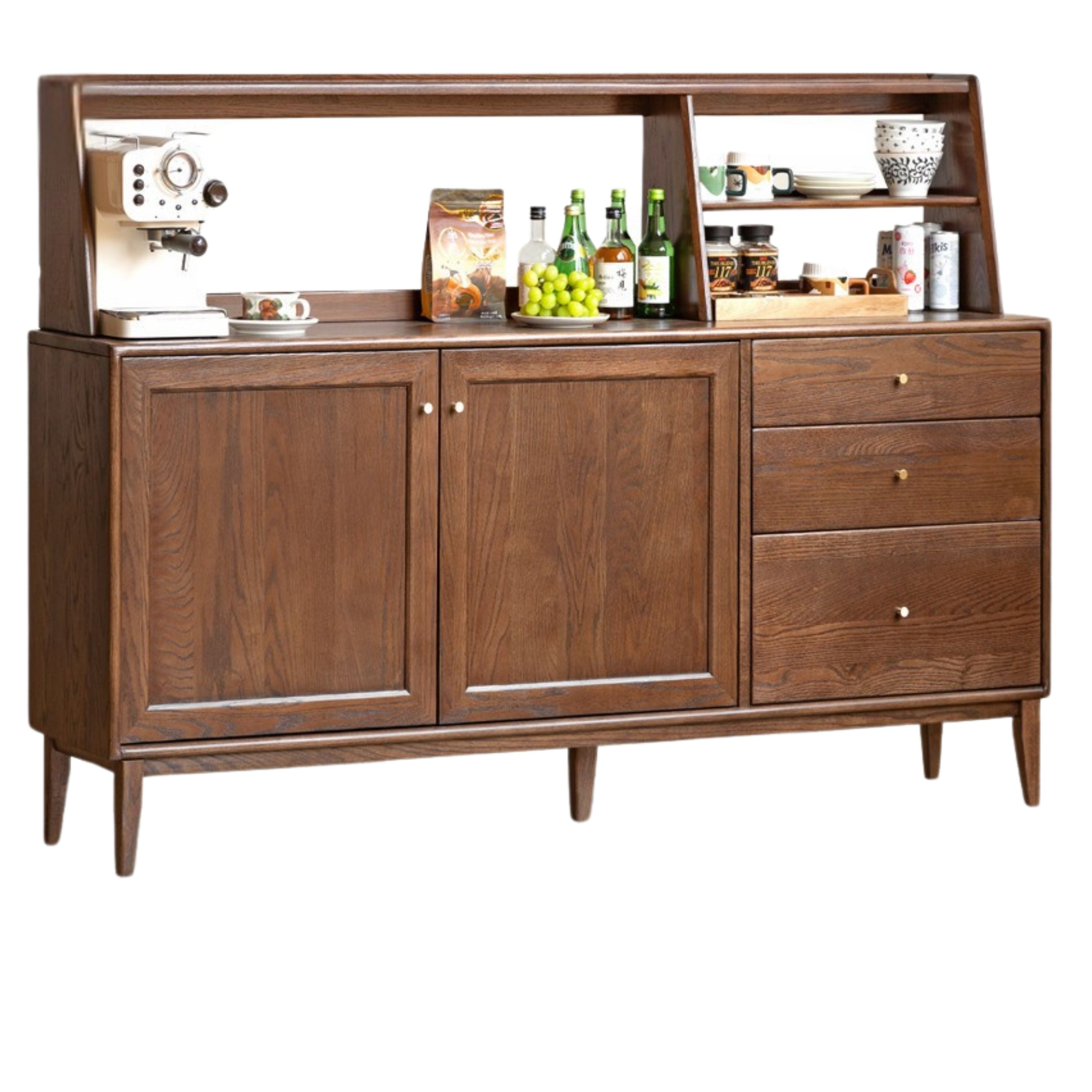 Oak Solid Wood, Solid Rubberwood Modern Dining Sideboard