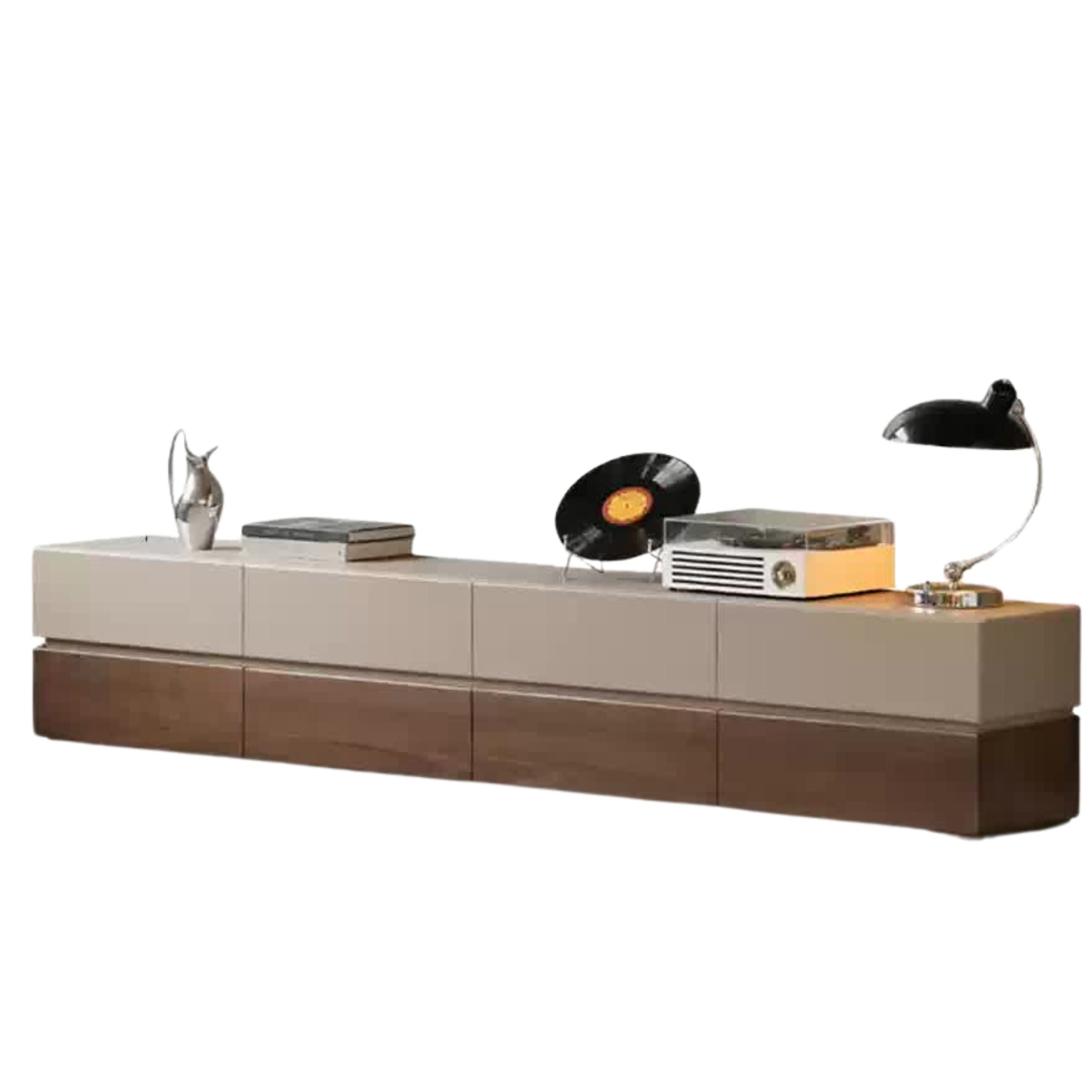 Black Walnut Solid Wood Italian Light Luxury Floor TV Cabinet.