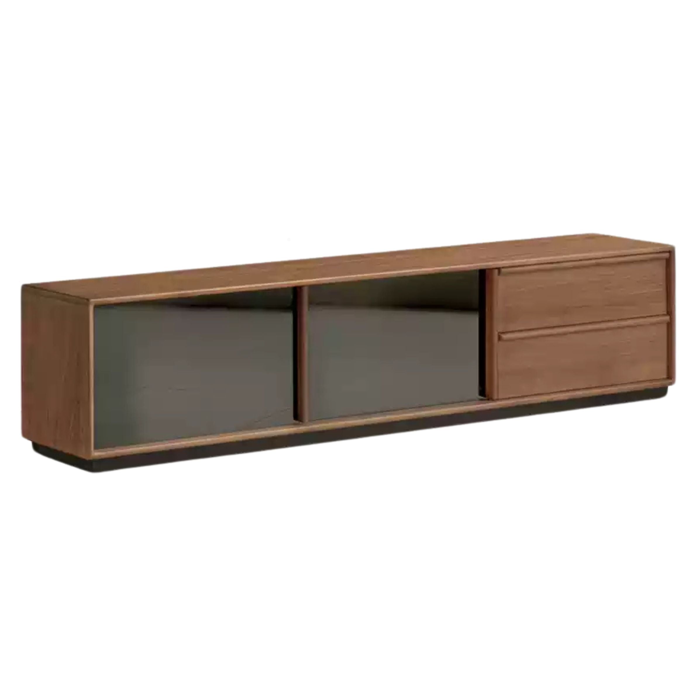 Black Walnut, Oak Solid Wood Italian Light Luxury Floor TV Cabinet.