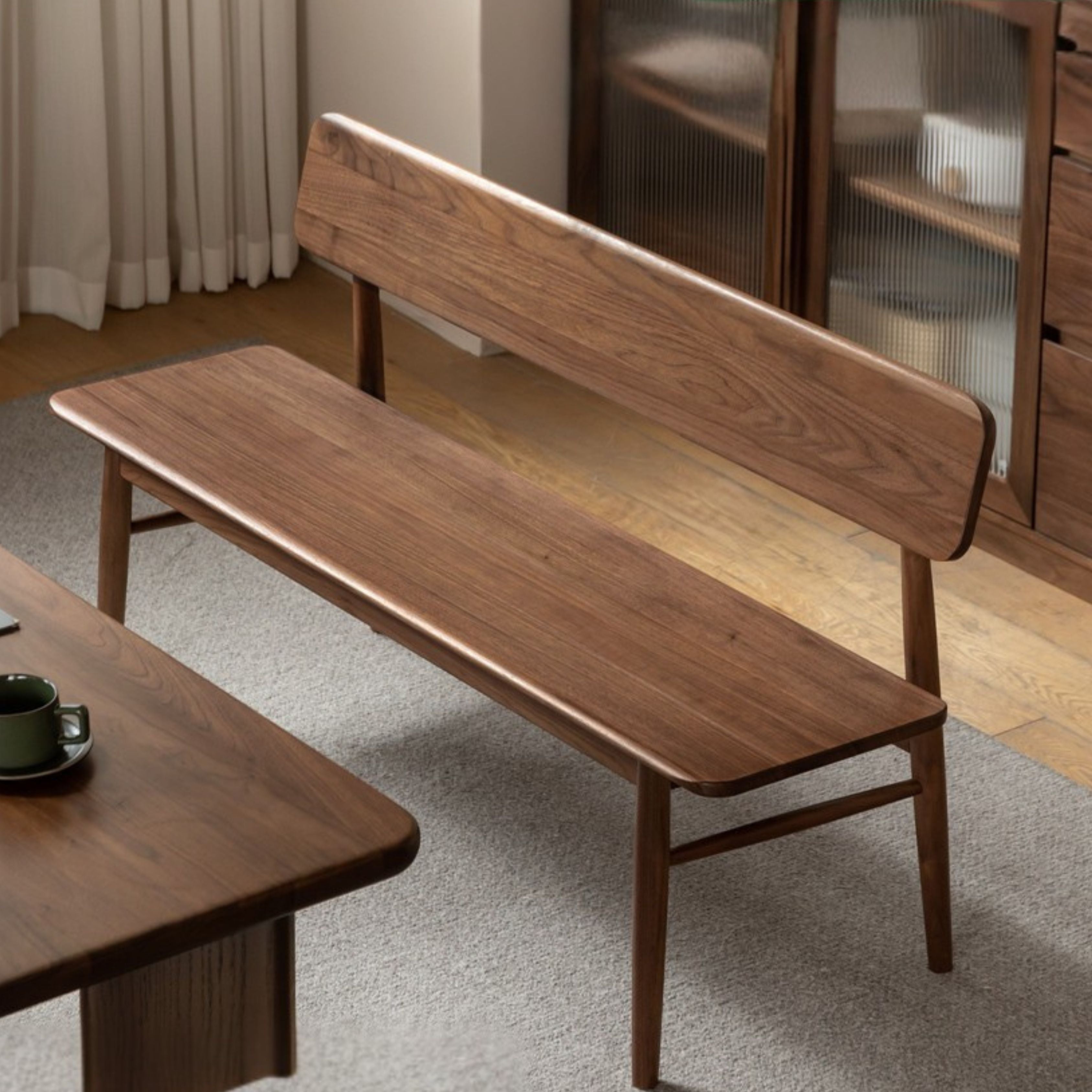 Black Walnut Solid Wood Long Bench