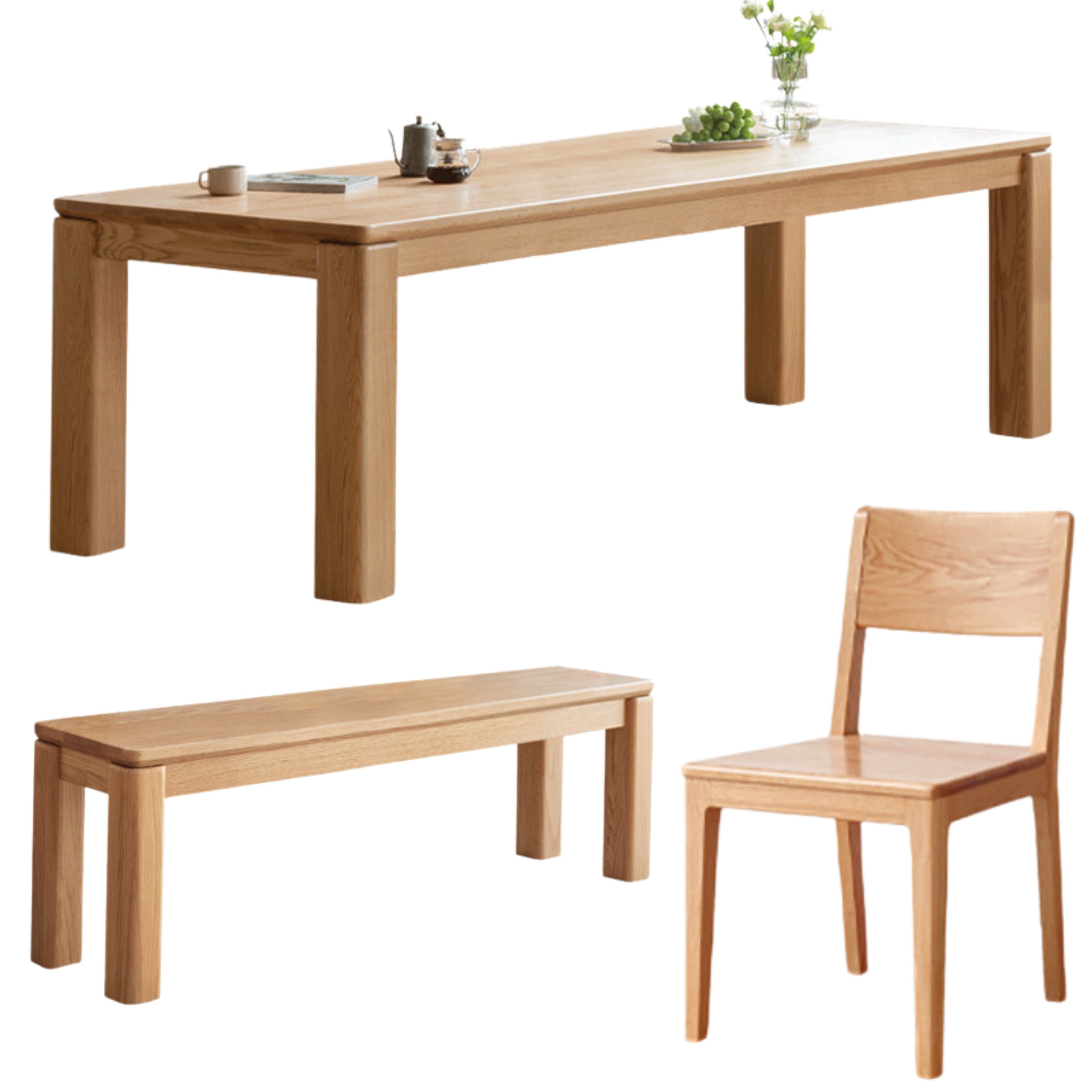Oak Solid Wood Thick Legs Dining Table