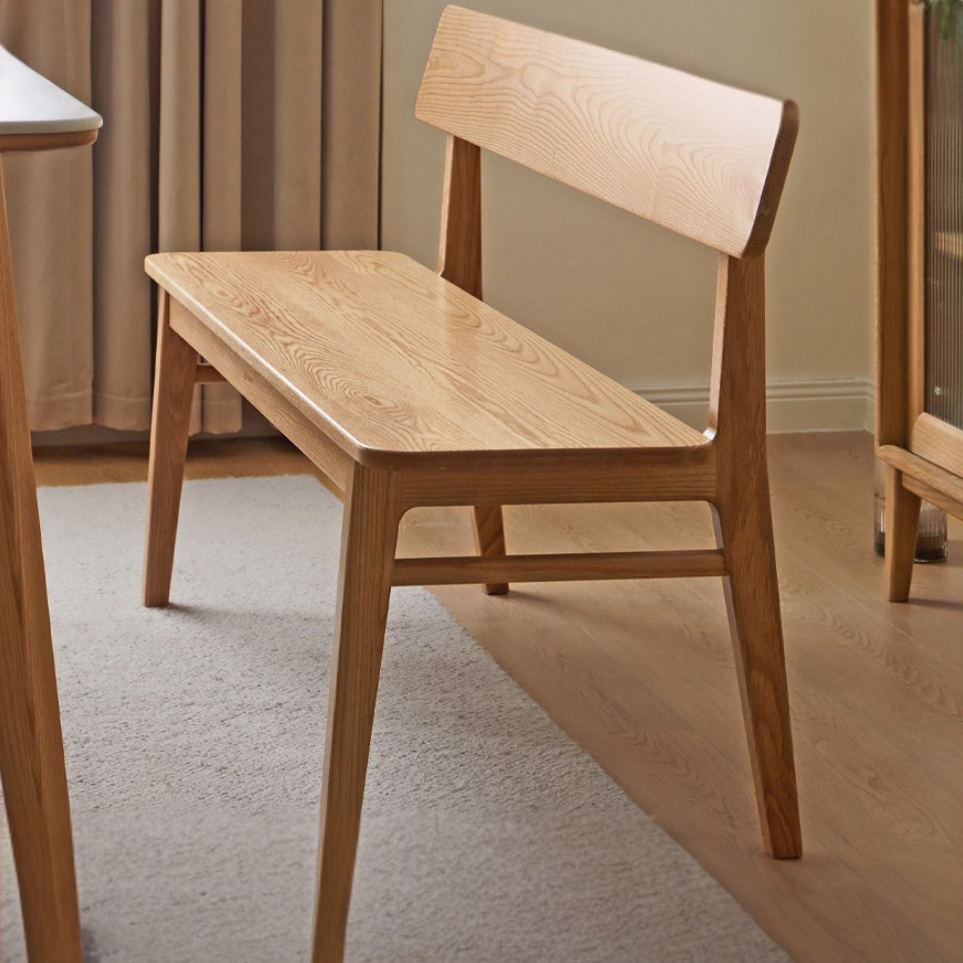 Ash, Oak Solid Wood Nordic Long Bench