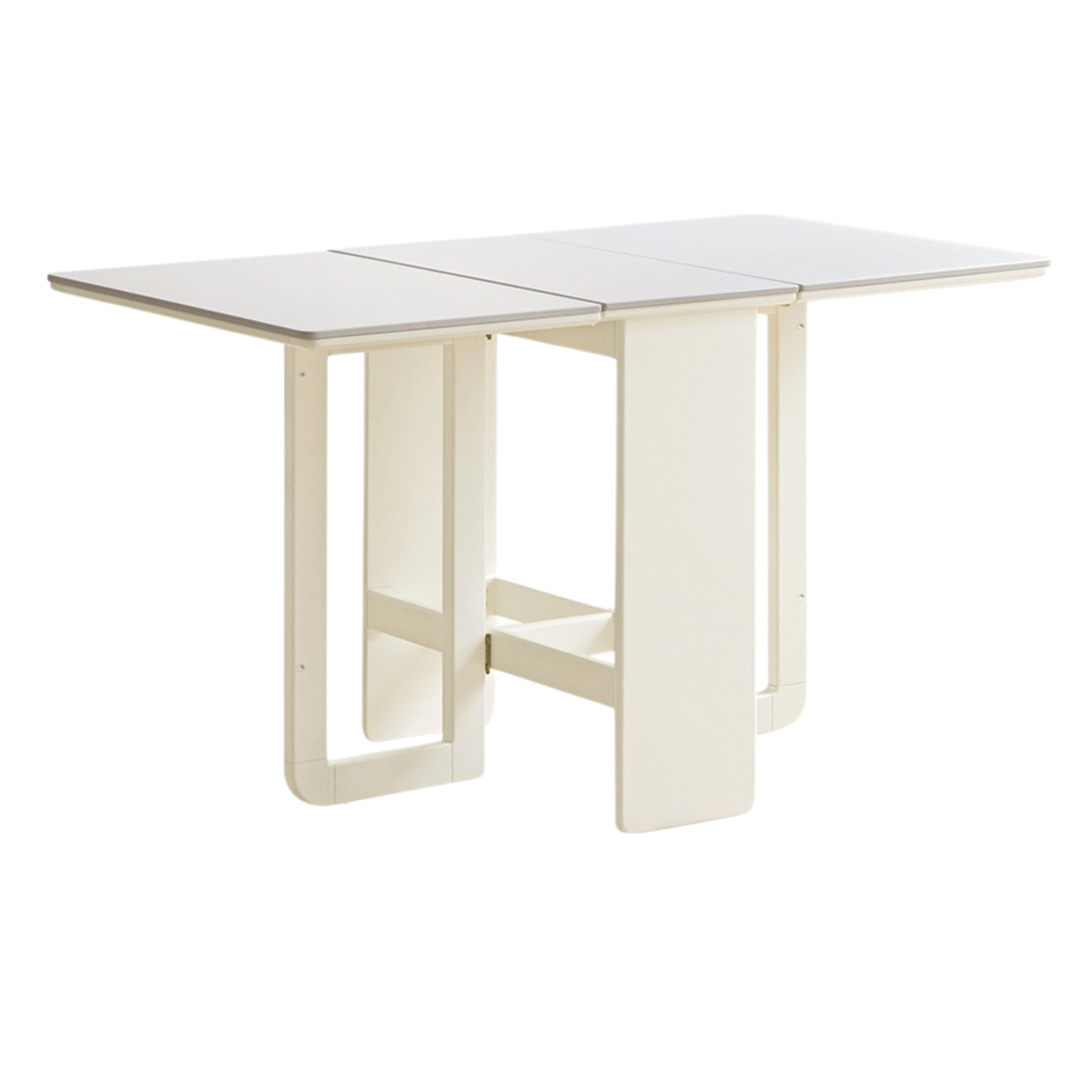 Solid Rubberwood Modern White Cream Folding Dining Table