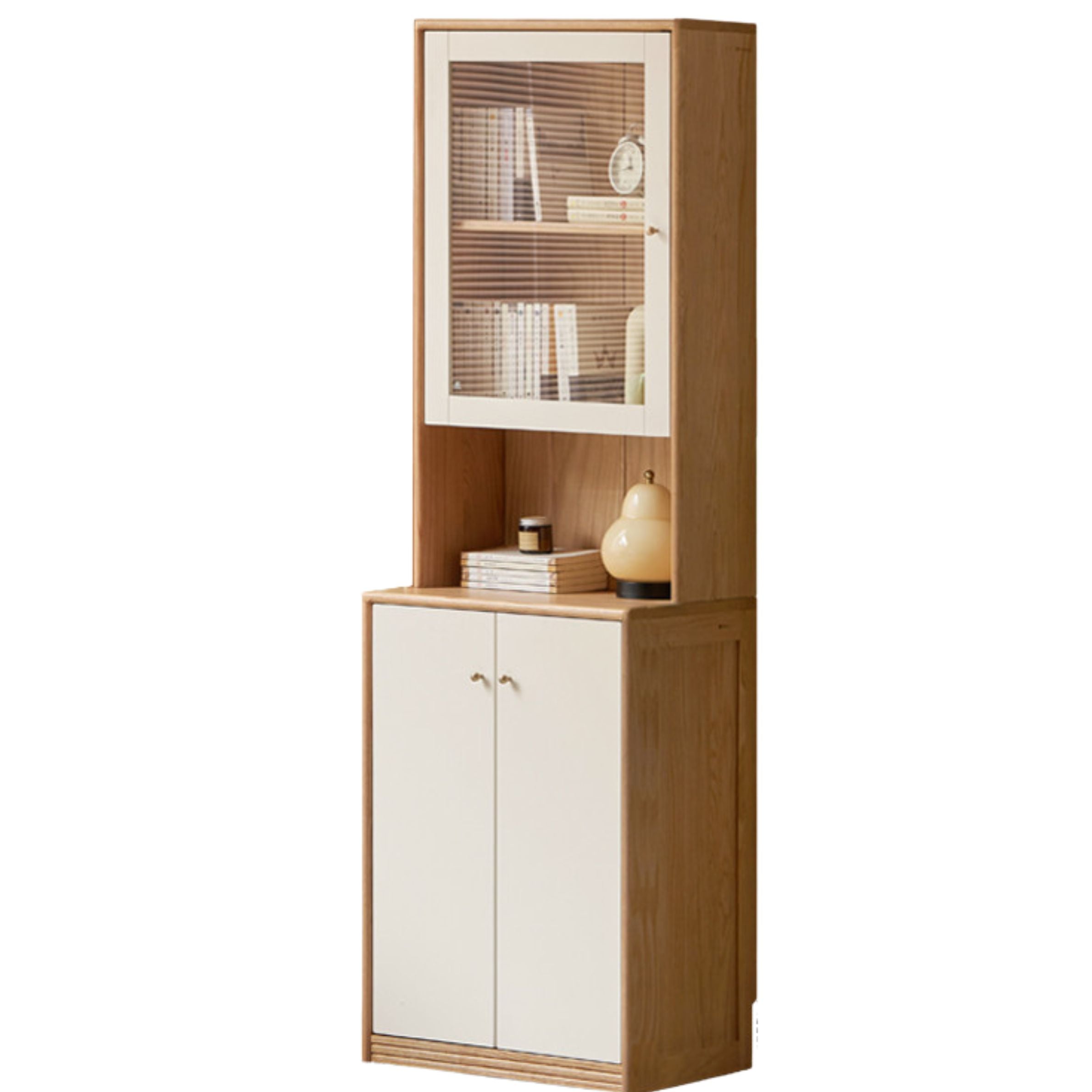 Solid Rubberwood, Oak Solid Wood Combination Bookcase.