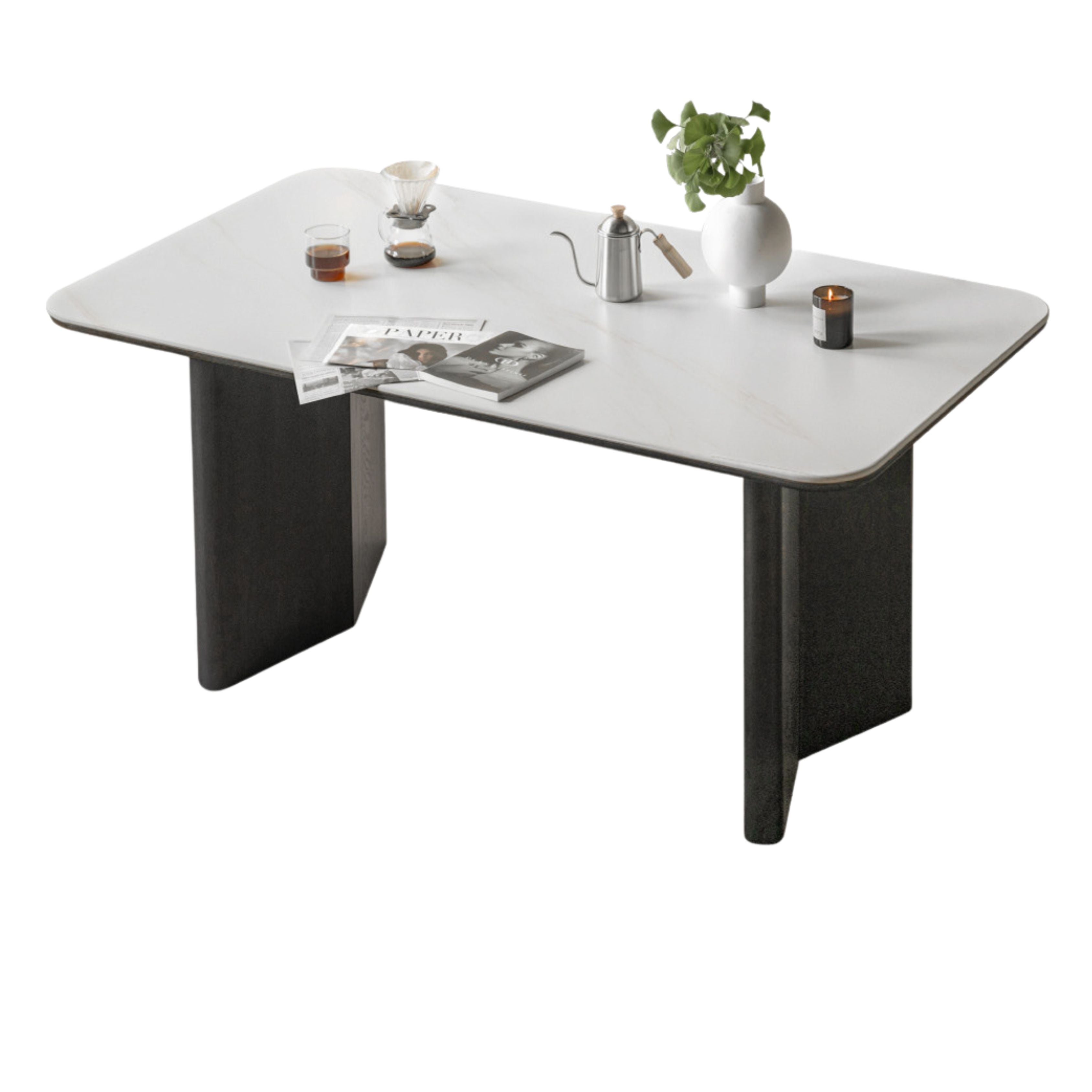 Oak Solid Wood, Solid Rubberwood Slate Italian Dining Table