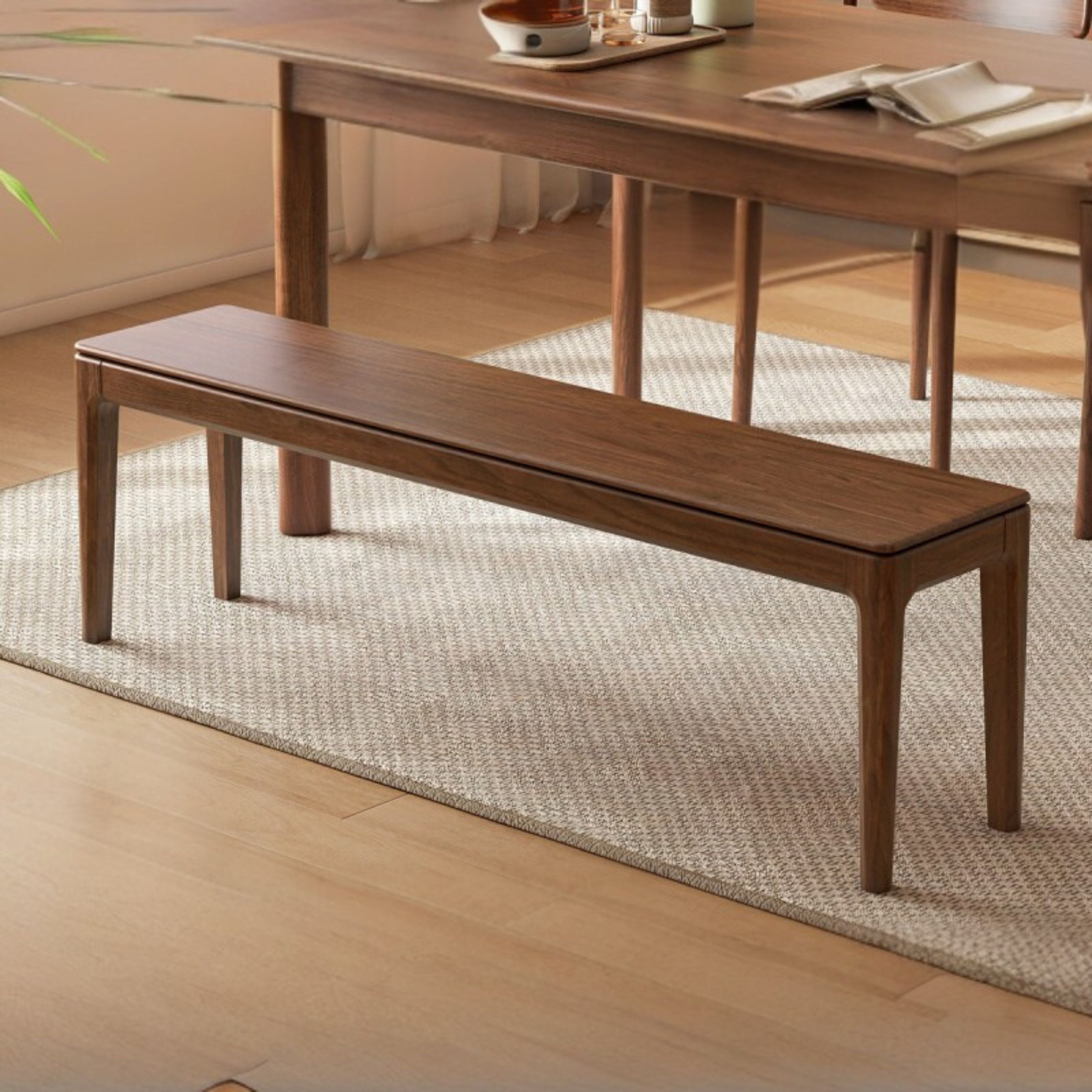 Black Walnut Solid Wood Nordic Long Bench