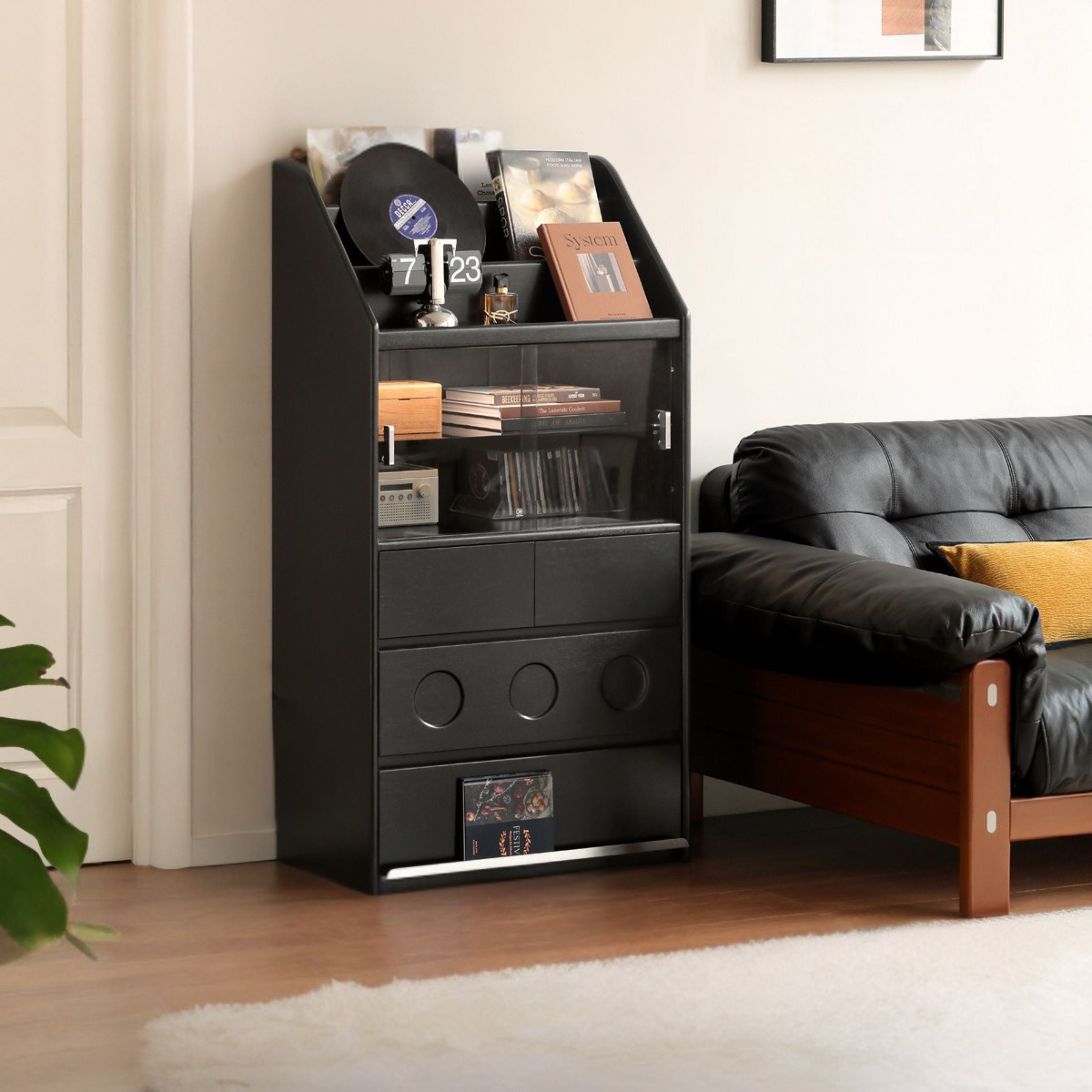 Solid Rubberwood Bauhaus Style Side Cabinet.
