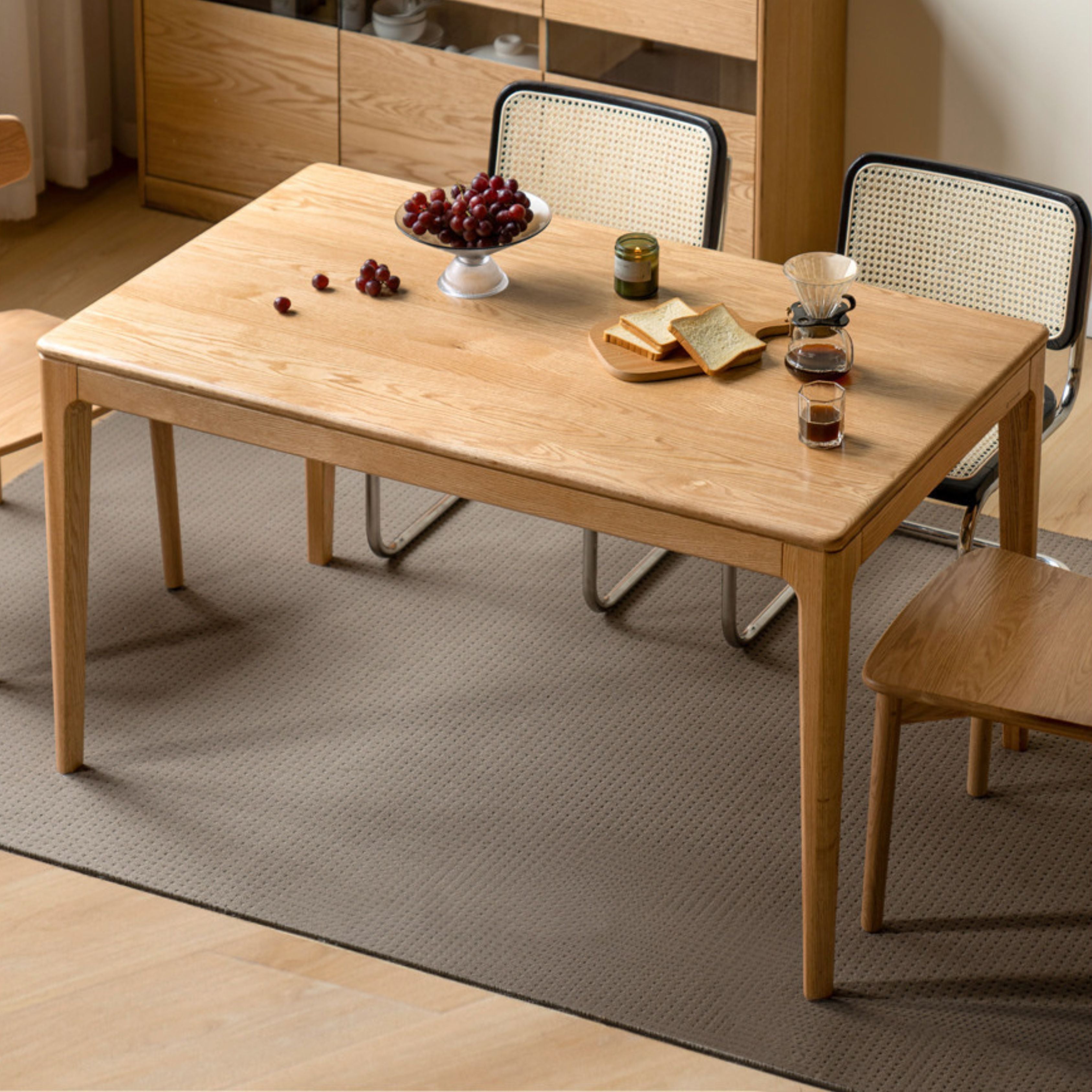 Oak, Ash Solid Wood Log Style Rectangular Dining Table