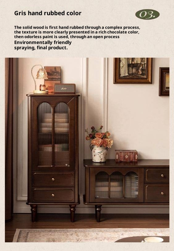 Poplar Solid Wood American Retro Side Cabinet