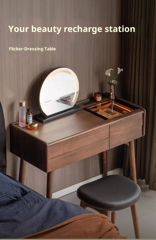 Black Walnut Solid Wood Italian Light Luxury Dressing Table
