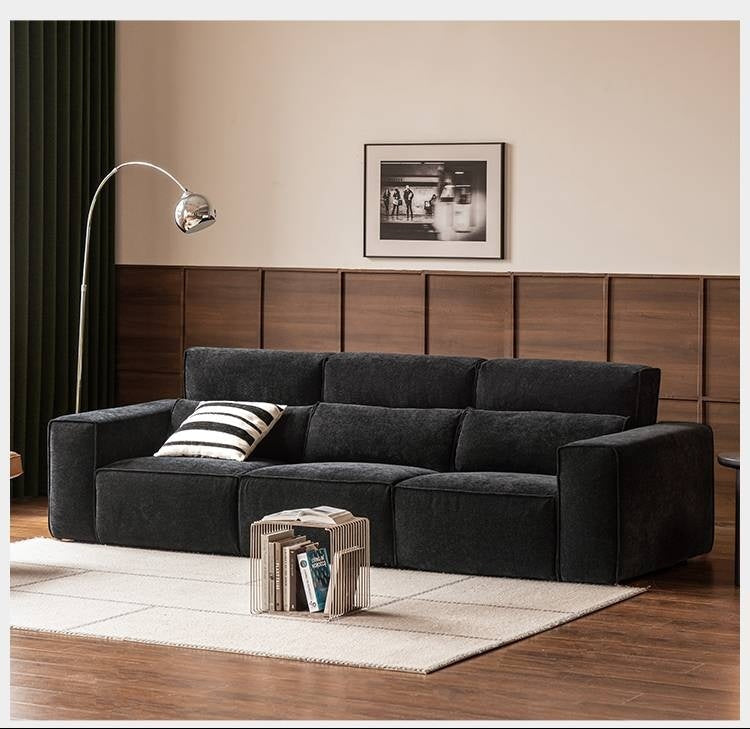 Chenille Tofu Block Sofa – Modern Casual Fully Removable Washable