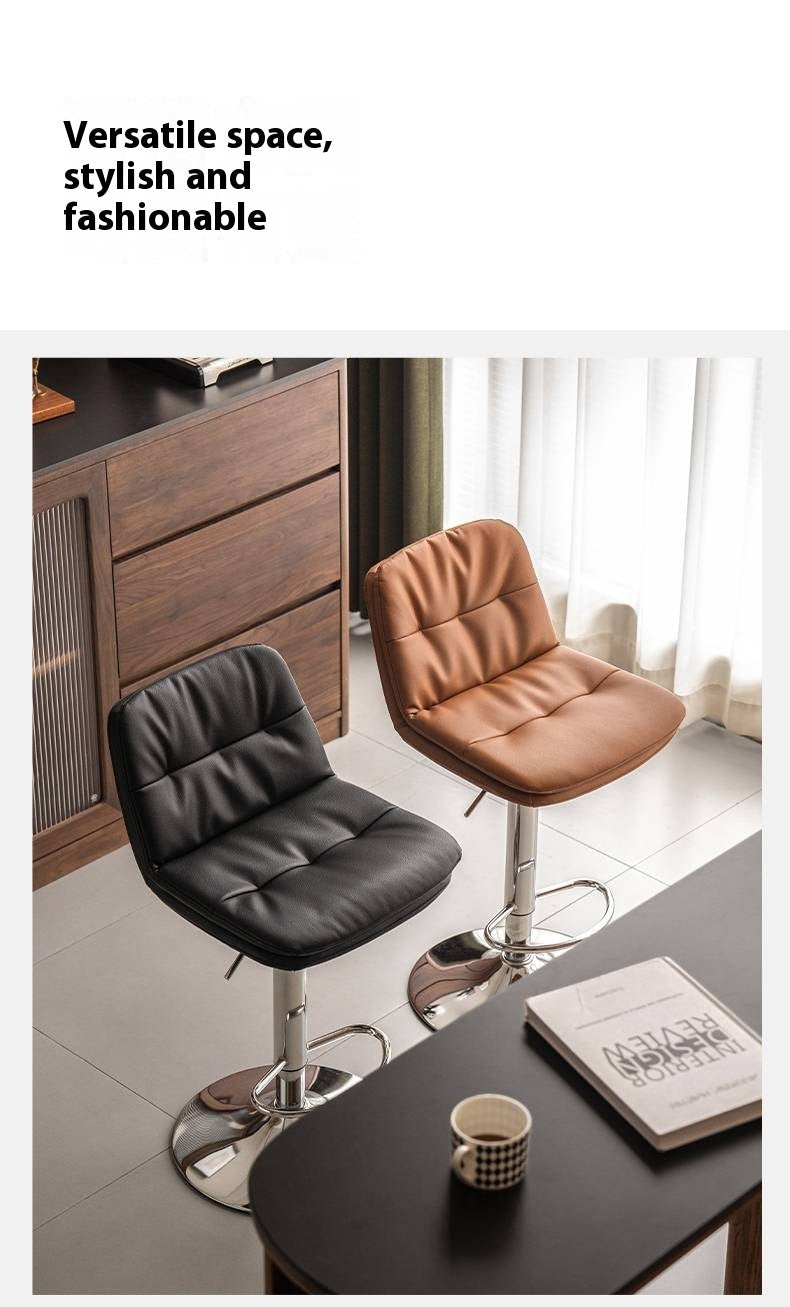 Leather High Backrest Rotating Bar Chair