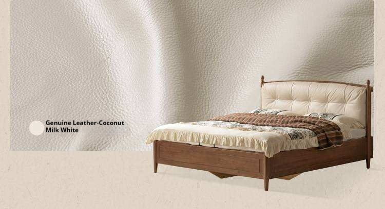 Black Walnut Solid Wood Four Poster Storage Bed with Tufted Headboard and Gas Lift