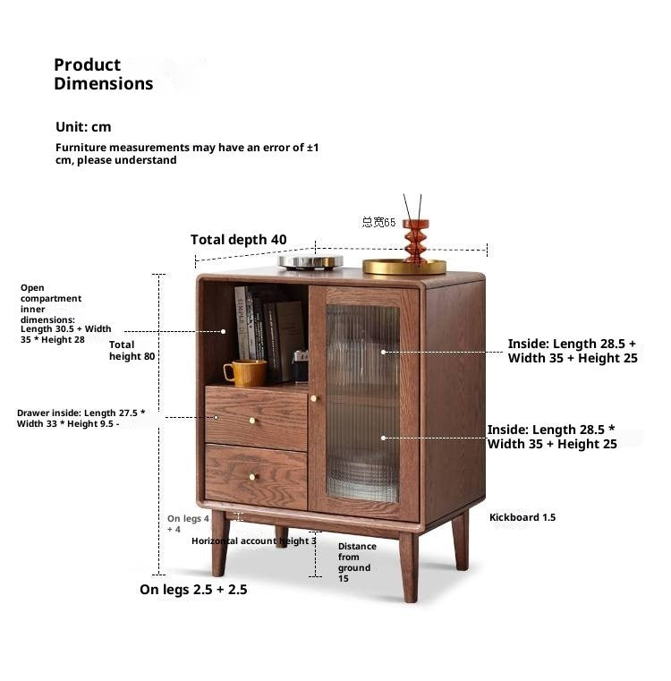 Oak Solid Wood, Solid Rubberwood Side Cabinet.