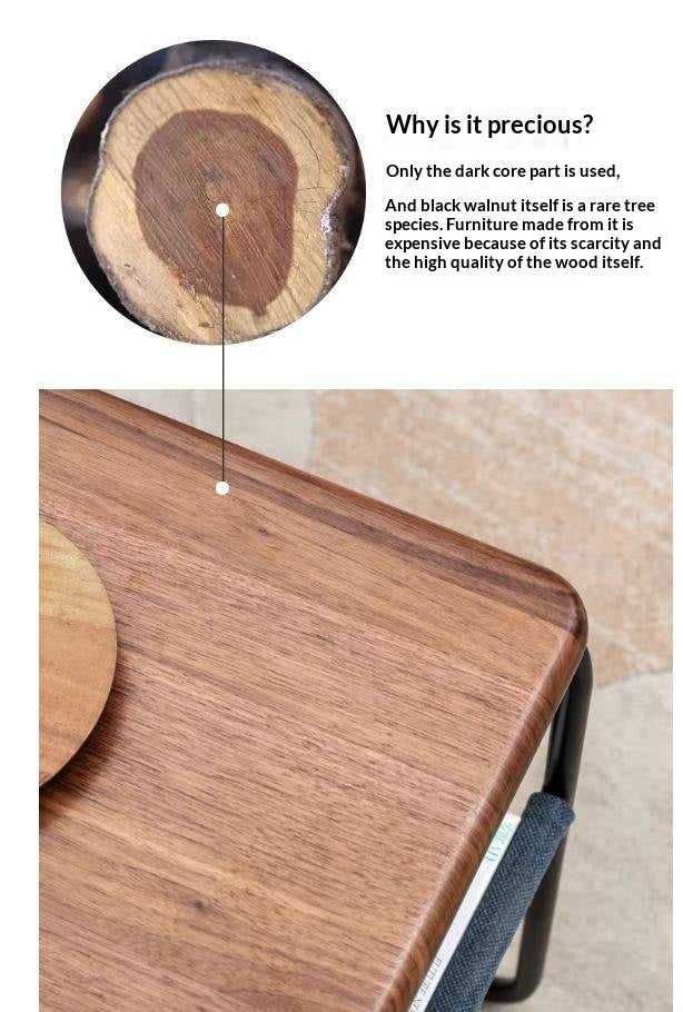 Black Walnut Solid Wood C-shaped Iron Side Table