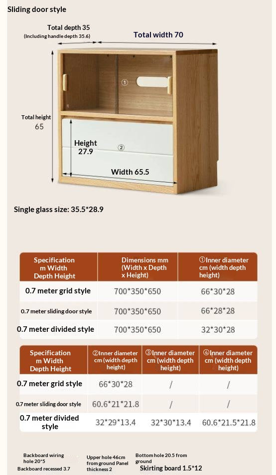 Oak Solid Wood Modular TV Cabinet System with Two-Tone Sliding Doors