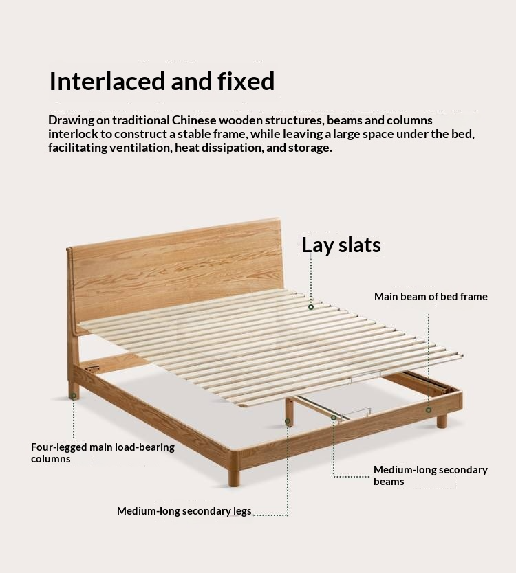 Oak Solid Wood Bed Modern Minimalist Large Bed
