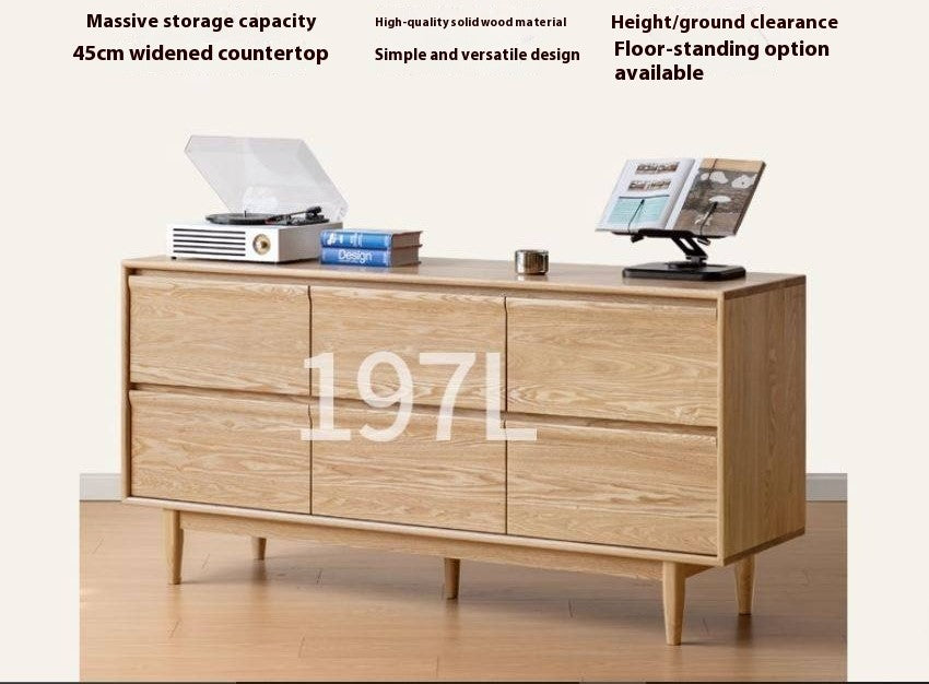 Ash Solid Wood Log Style Six Drawers Cabinet