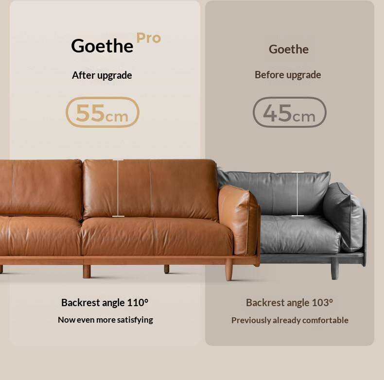 Cherry Wood Contemporary Casual Sofa Genuine Leather, Fabric