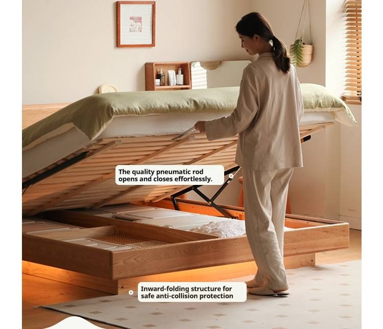 Cherry Solid Wood Night Light Suspended Box Bed