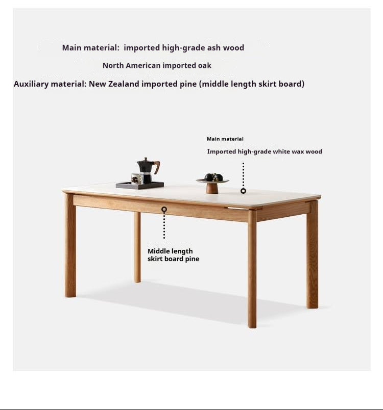 Ash, Oak Solid Wood Modern Minimalist Style Slab Dining Table
