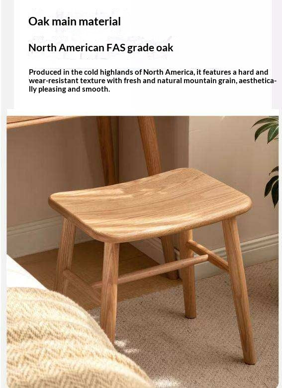 Black Walnut, Ash, White Ash, Oak, Sandalwood Solid Wood Makeup Stool