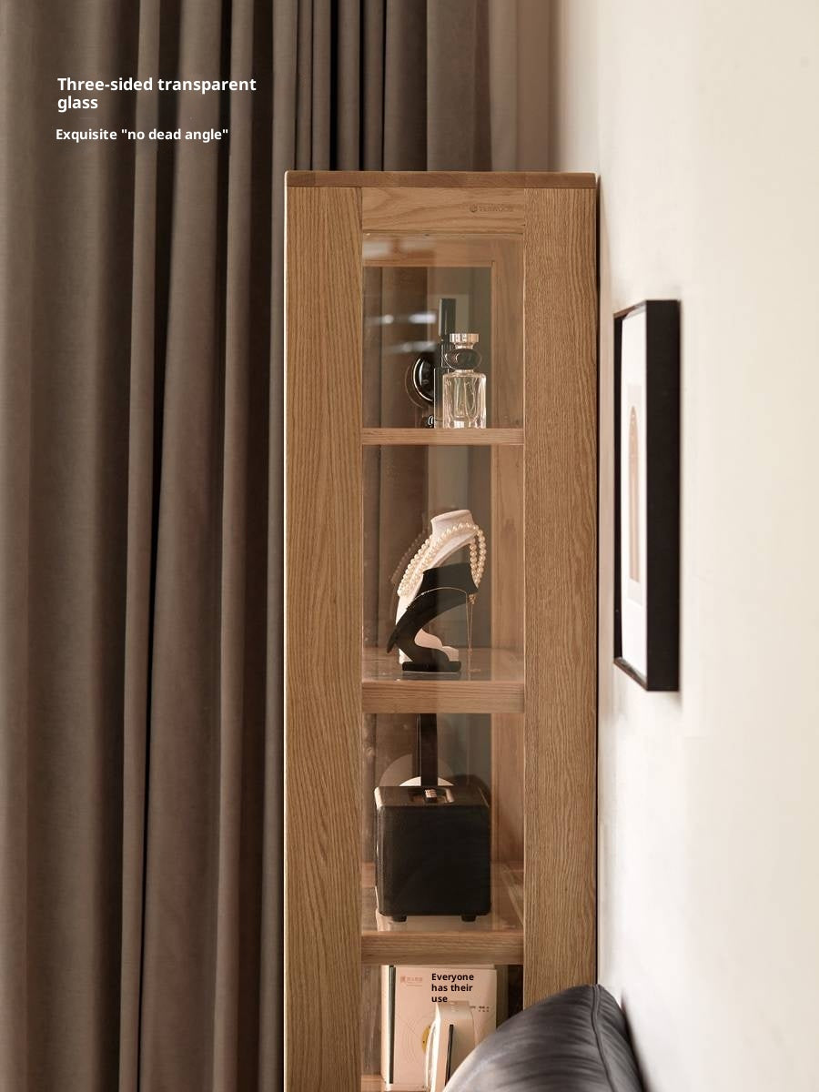 Ash Solid Wood Modern Glass Bookcase