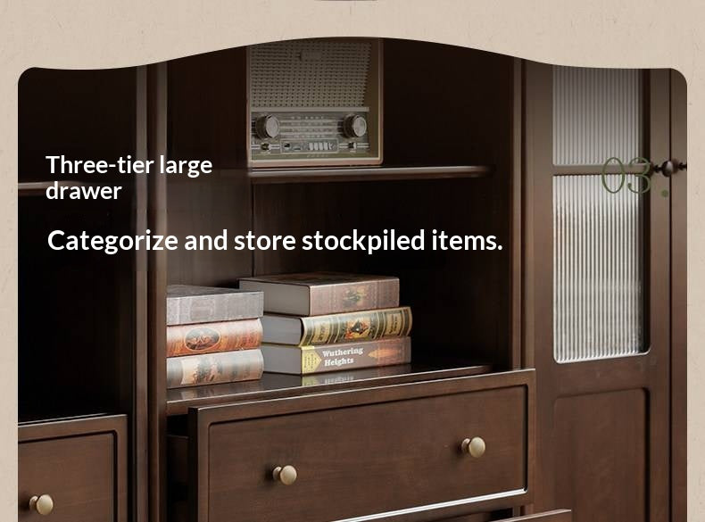 Poplar Solid Wood French Retro Style Floor Standing Display Bookcase