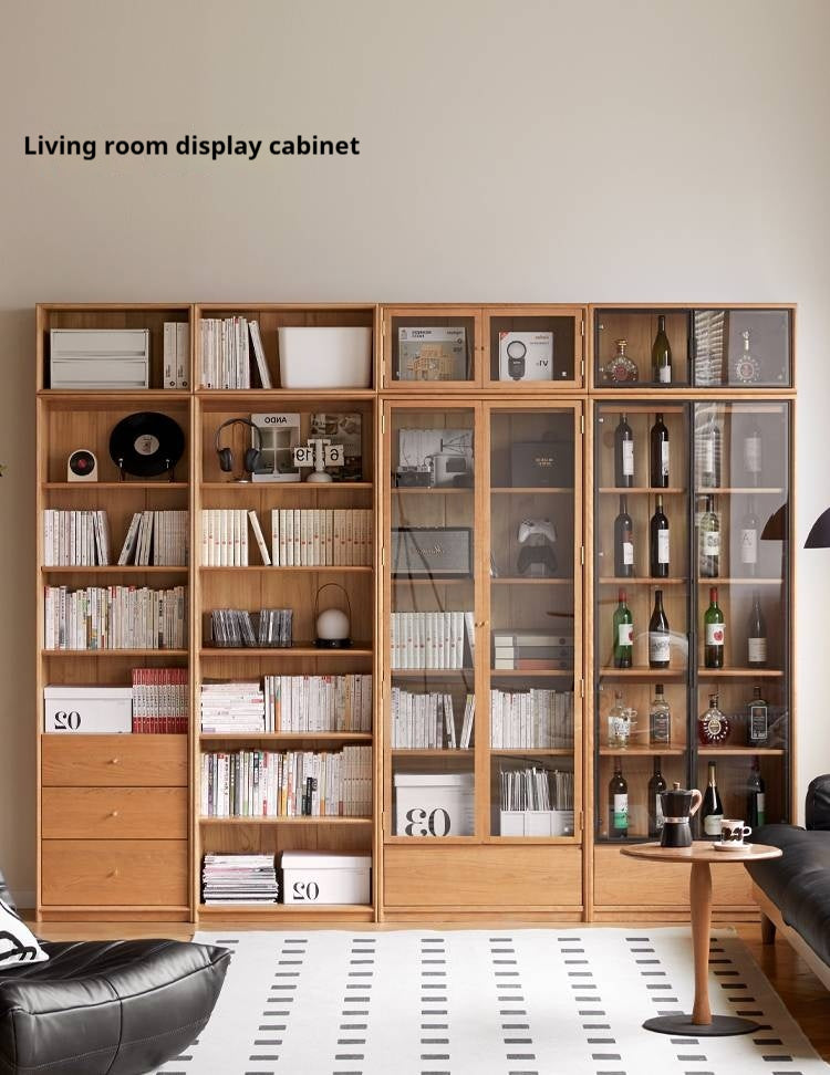 Cherry Solid Wood Bookcase Cabinet Display.