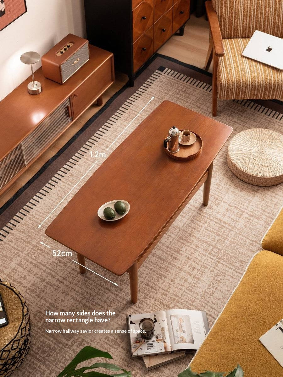 Poplar Solid Wood Coffee Table Vintage Style