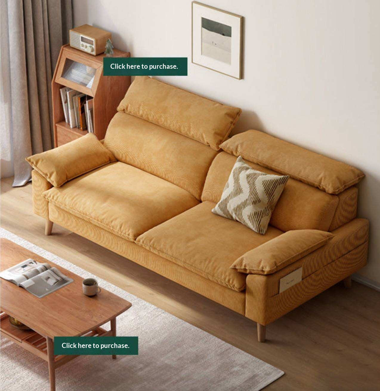 Fabric High Back Straight Sofa Modern