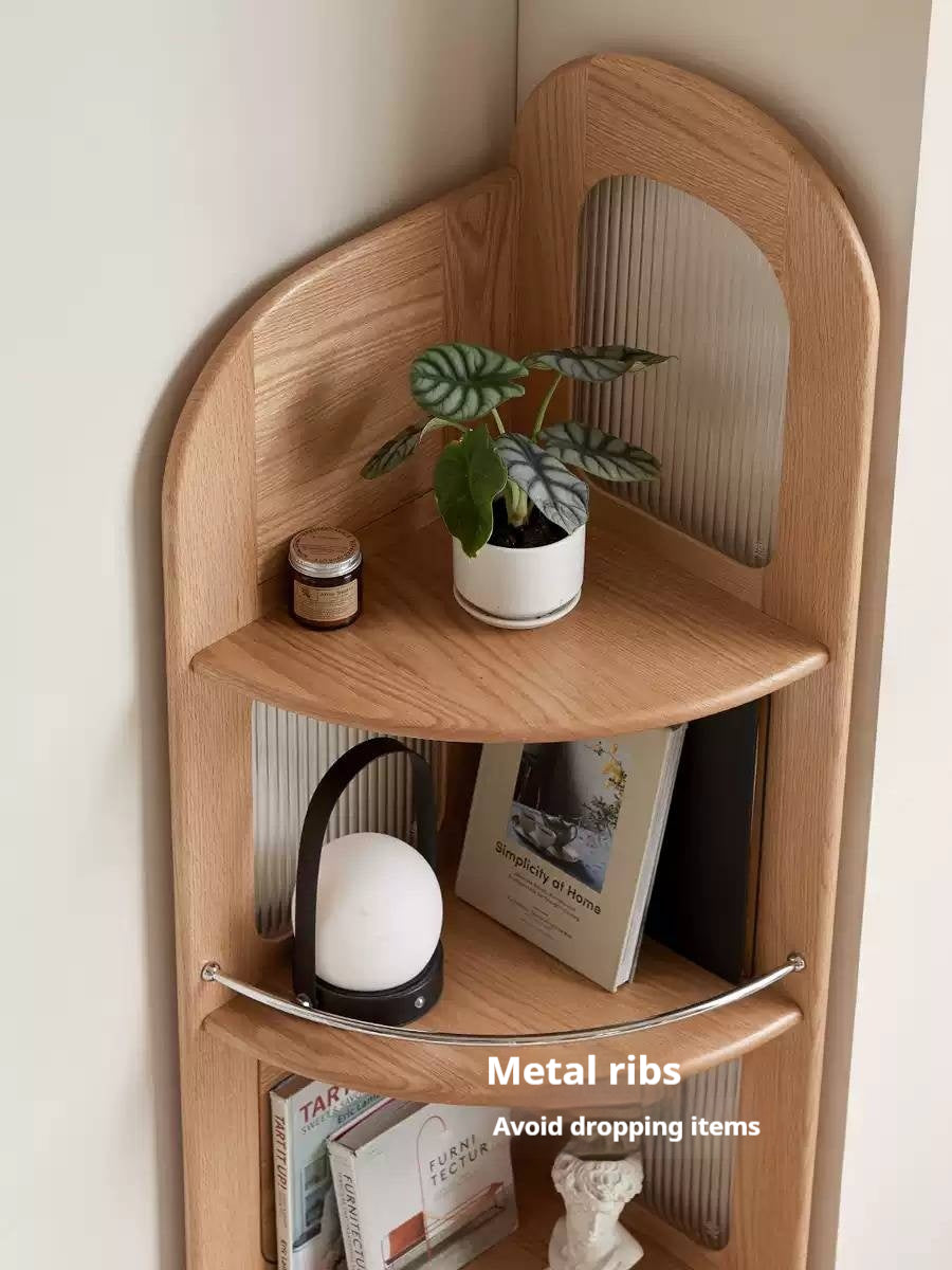 Oak, Ash Solid Wood Bookshelf Household Corner Storage Rack