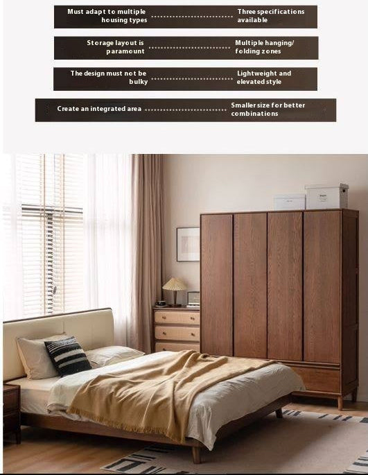 Oak Solid Wood Modern Wardrobe