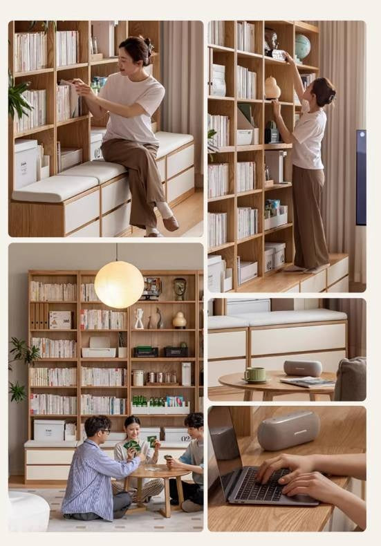 Oak Solid Wood Cream Style Bookcase