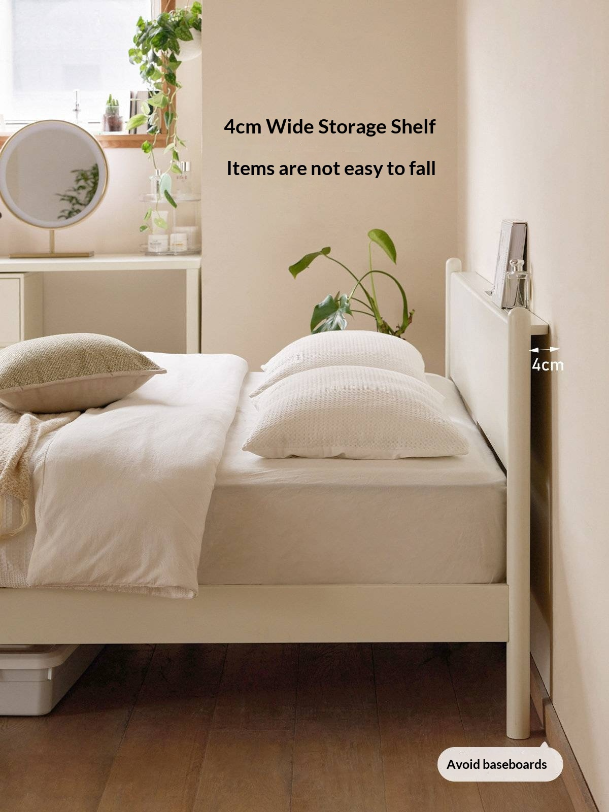 Pine Solid Wood Bed — Nordic Minimalist Cream Style Large Bed