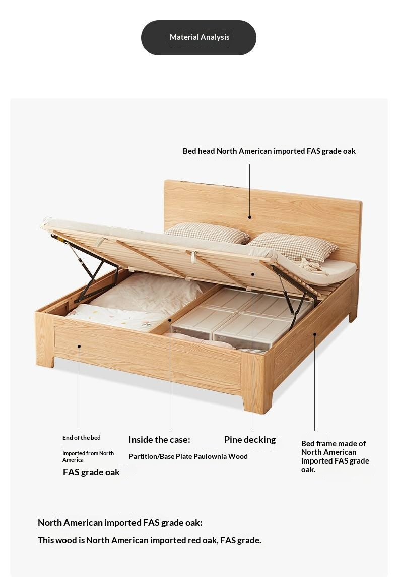 Oak Solid Wood Box Bed — Modern Minimalist Bed