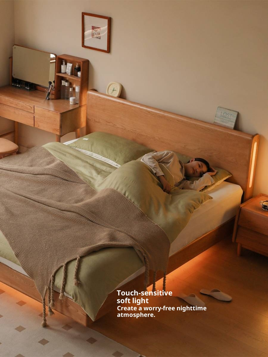 Cherry Solid Wood Night Light Suspended Box Bed